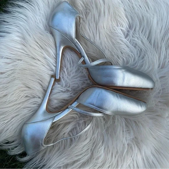 Christian Dior vintage metallic silver wedding strappy heels 39